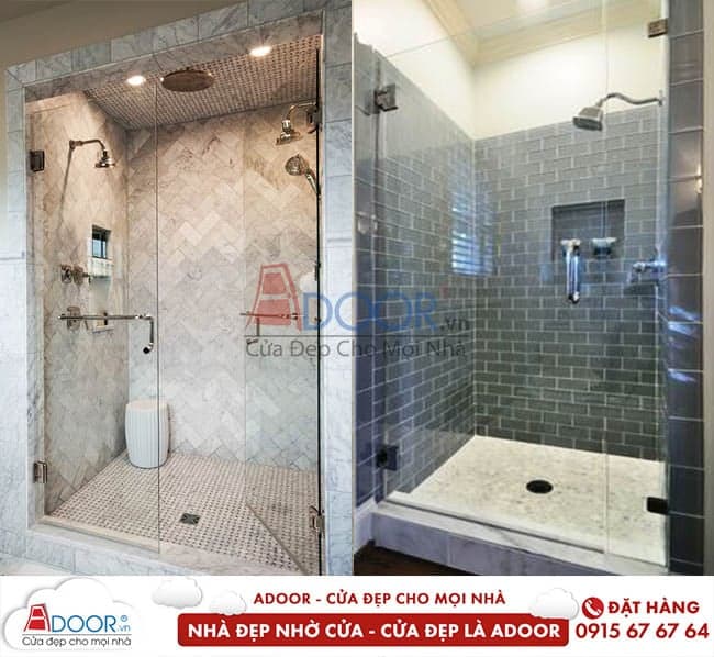 Mẫu cửa kính đẹp mở quay 1 cánh dùng trong phòng tắm Cửa kính cường lực đẹp