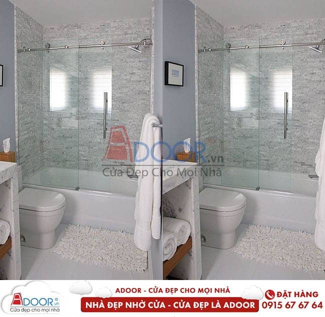Mẫu cửa kính cường lực lùa trượt 1 cánh