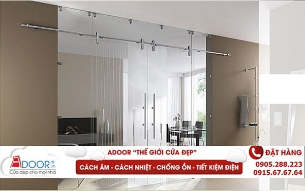 Mẫu cửa kính lùa cường lực mở trượt