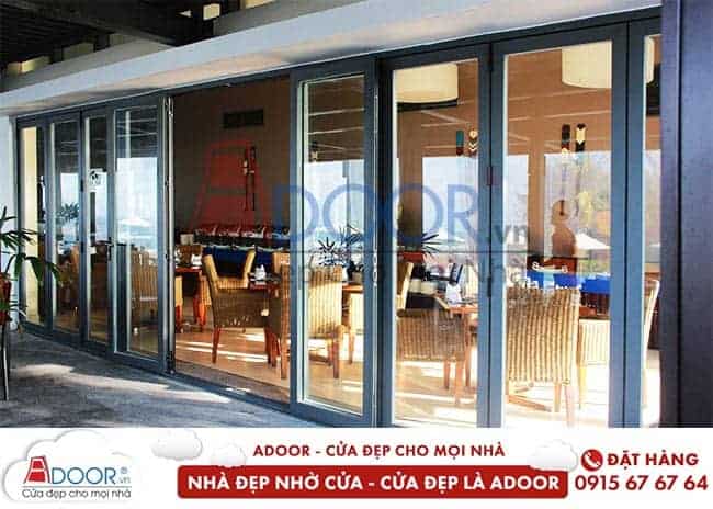 Cửa lùa nhiều cánh cho nhà hàng – khách sạn Cửa lùa nhôm