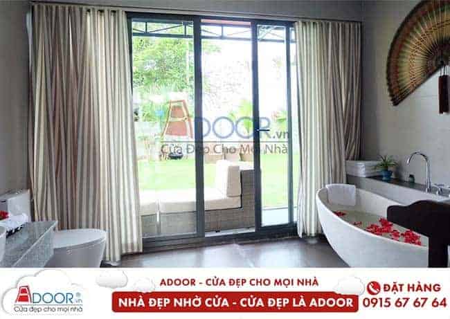 Mẫu cửa đi 2 cánh mở lùa Cửa lùa nhôm
