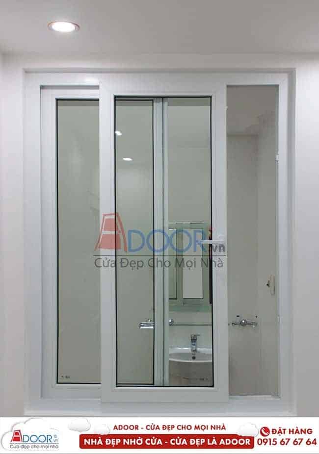 Cửa đi lùa 1 cánh nhôm kính mù cho toilet Cửa lùa nhôm