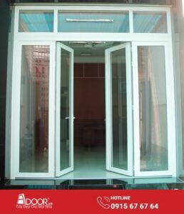 Mẫu cửa nhựa lõi thép 4 cánh mở quay đẹp