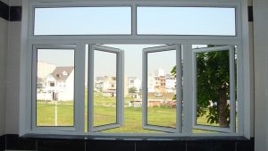 Mẫu cửa sổ mở quay 4 cánh phòng vệ sinh kết hợp vách tại Adoor