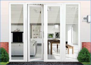 Mẫu cửa nhựa lõi thép 4 cánh mở quay đẹp dành cho phòng khách
