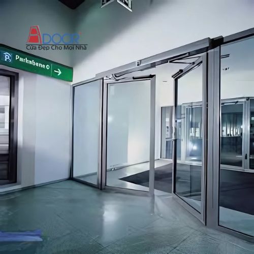 Mẫu Cửa Kính Mở Xoay Tự Động