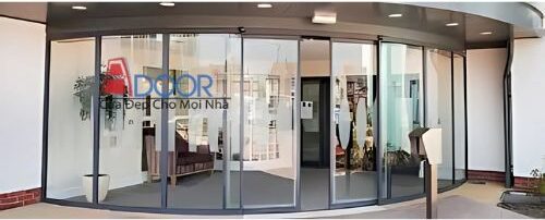 Cửa kính trượt tự động uốn cong