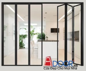 Cửa đi xếp trượt nhôm Slim