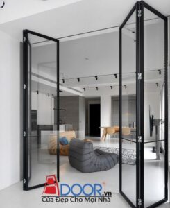 Cửa nhôm Slim 4 cánh mở xếp trượt