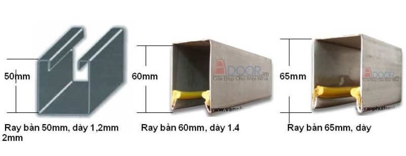 Kích thước ray cửa cuống