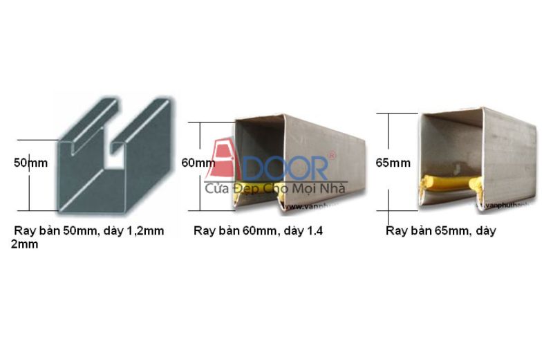 Ray nhôm định hình chắc chắn giúp cửa vận hành êm và thẳng trục