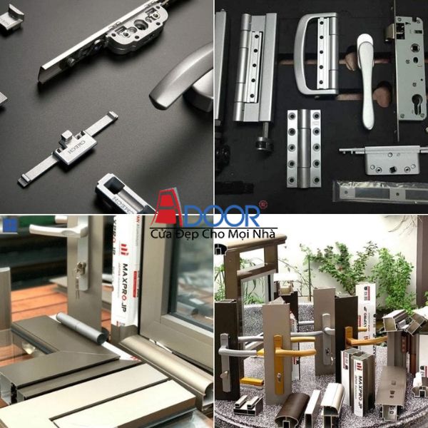 Bộ phụ kiện đi kèm cửa nhôm Maxpro đồng bộ theo tiêu chuẩn châu Âu