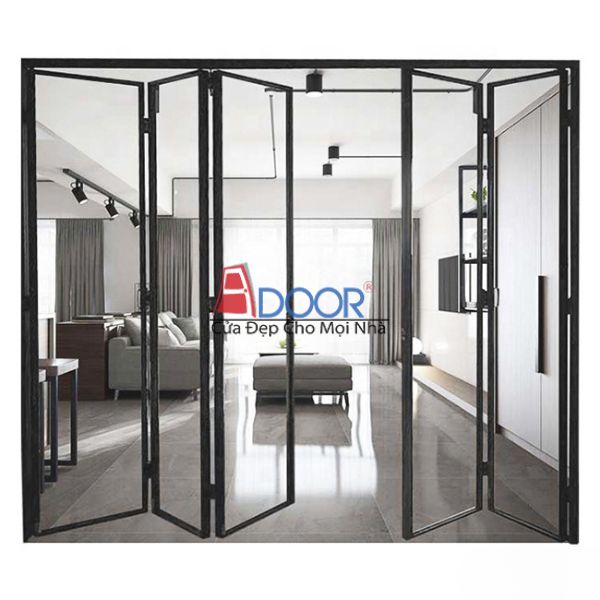 Toàn cảnh không gian mở rộng nhờ cửa xếp trượt Adoor
