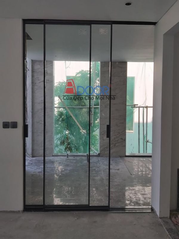 Mẫu cửa mở lùa slim lắp tại căn hộ hiện đại Quảng Ngãi