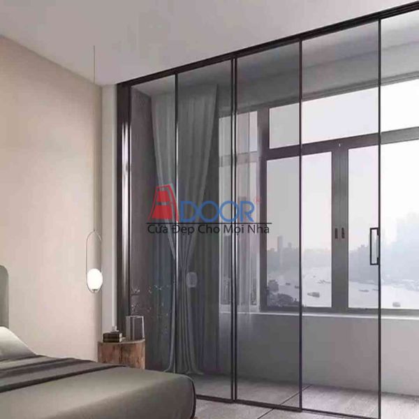 Mẫu cửa lùa Adoor một bên nhôm slim, mang lại vẻ đẹp hiện đại và tinh tế cho căn phòng