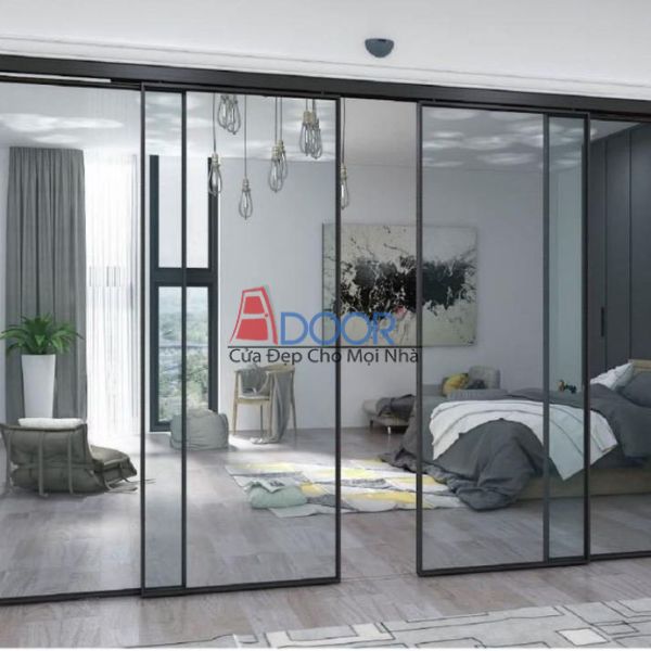 Cửa trượt hai bên tạo không gian mở đối xứng, hài hòa
