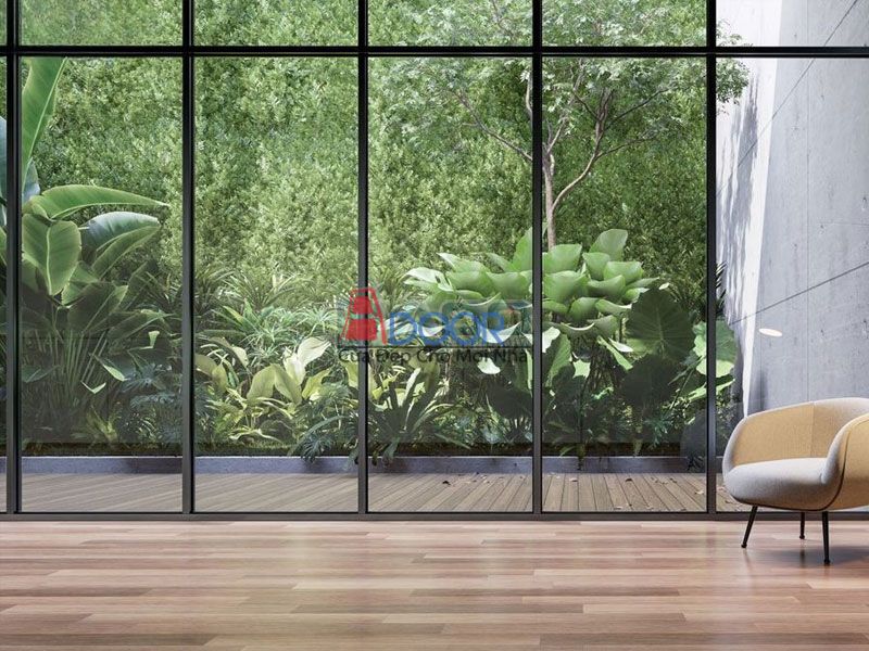 Vách kính cố định khung slim giúp phân chia không gian