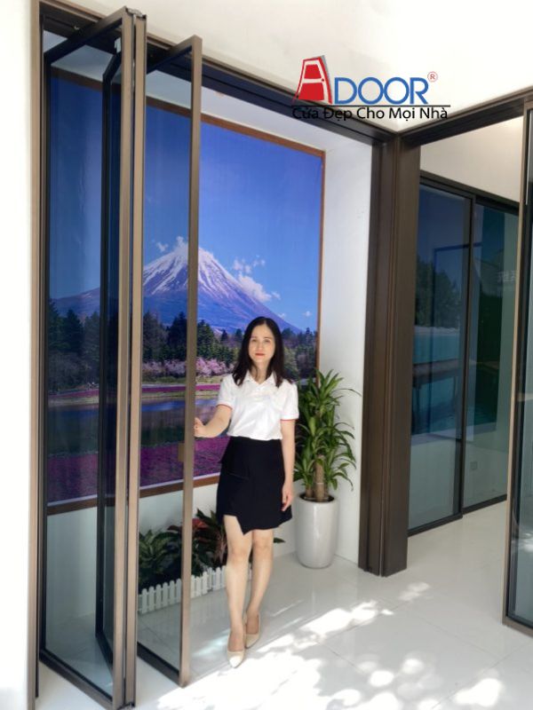Mẫu cửa xếp trượt tạo không gian mở hoàn toàn