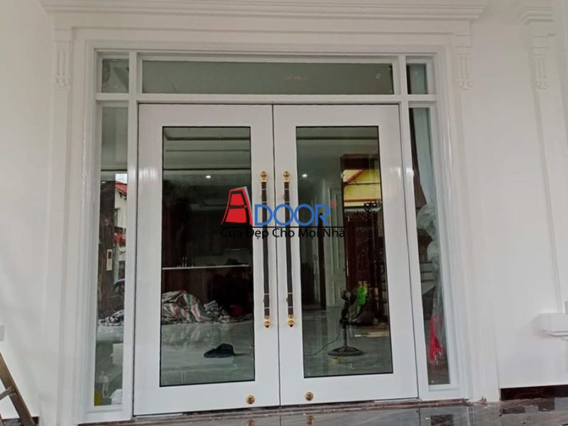 Cửa Adoor thủy lực màu trắng hiện đại tạo vẻ thanh lịch và sáng sủa