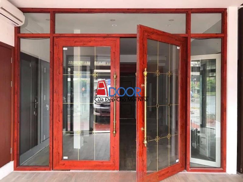 Ảnh cận cảnh cửa vân gỗ mang lại cảm giác gần gũi thiên nhiên, sang trọng như gỗ thật.