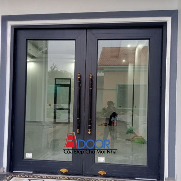 Cửa nhôm thủy lực 2 cánh mở rộng không gian, sang trọng cho mặt tiền