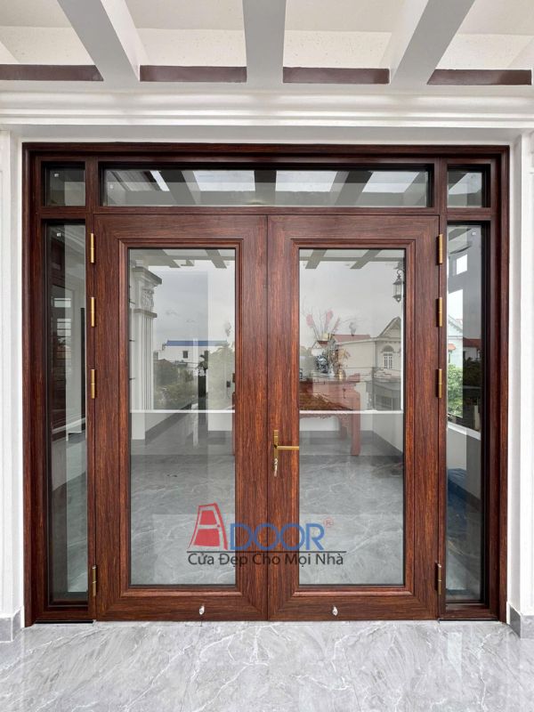 Hình ảnh cận cảnh chất liệu nhôm cao cấp và kính cường lực được Adoor sử dụng cho cửa thủy lực