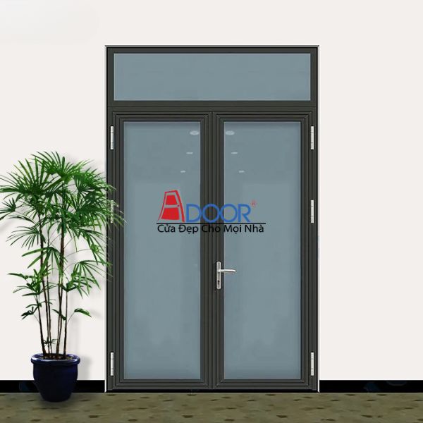 Cửa nhôm Xingfa 2 cánh mở quay với kính mờ, đảm bảo sự riêng tư và an toàn tuyệt đối