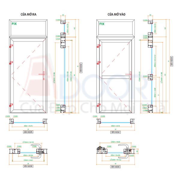 Bản vẽ minh họa cửa Xingfa, giúp khách hàng dễ dàng hình dung thiết kế