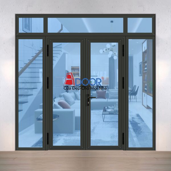 Cửa Xingfa 2 cánh mở, 2 cánh cố định, cân đối và thẩm mỹ