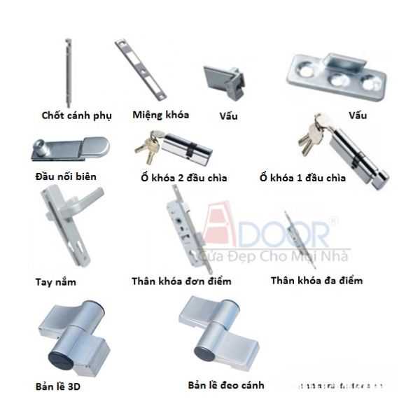 Chi tiết các loại phụ kiện cửa nhôm Xingfa mở quay chính hãng đảm bảo vận hành bền bỉ