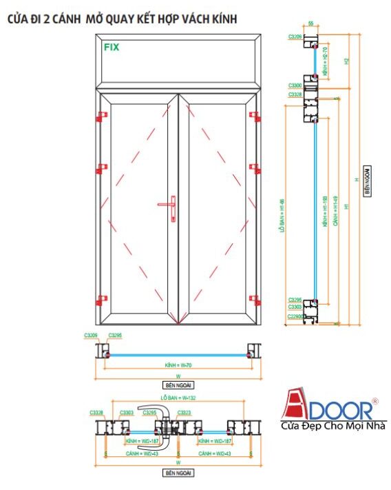 Chi tiết kỹ thuật giúp hình dung rõ ràng về thiết kế và cấu trúc cửa.