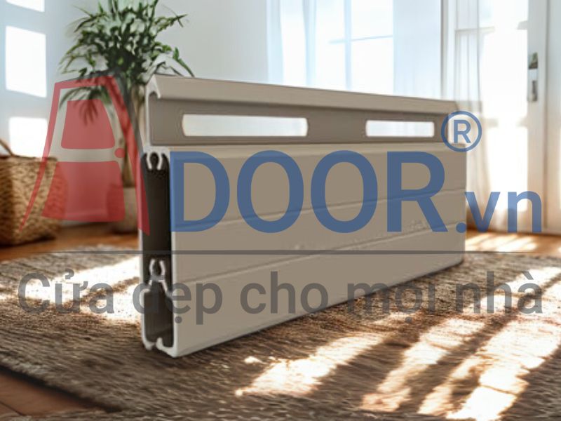 Mẫu Austdoor A48 – Cửa cuốn khe thoáng tự động nan lớn, thông thoáng tối đa cho mặt tiền Hải Phòng