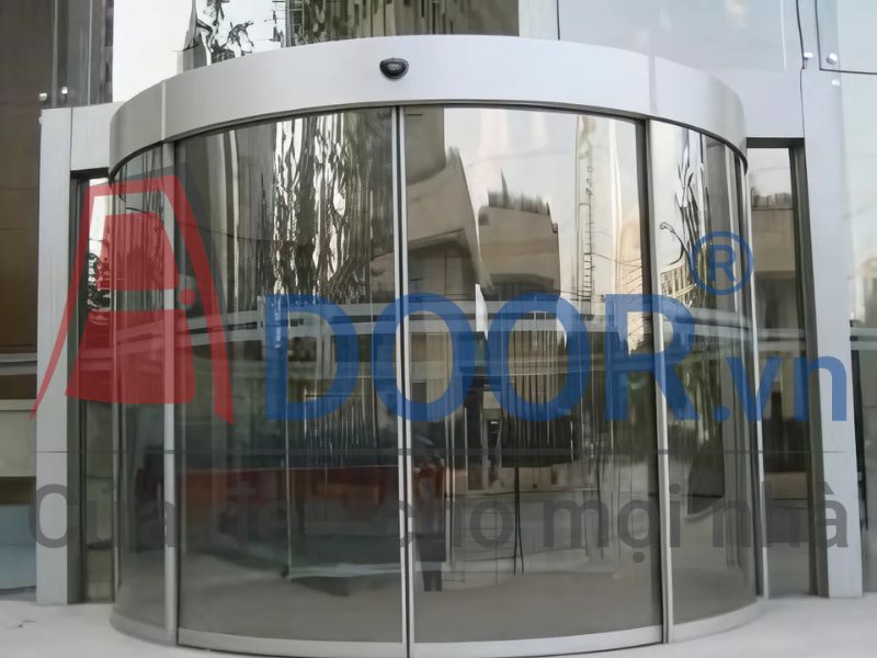 Mẫu Cửa kính tự động Adoor mở trượt cong