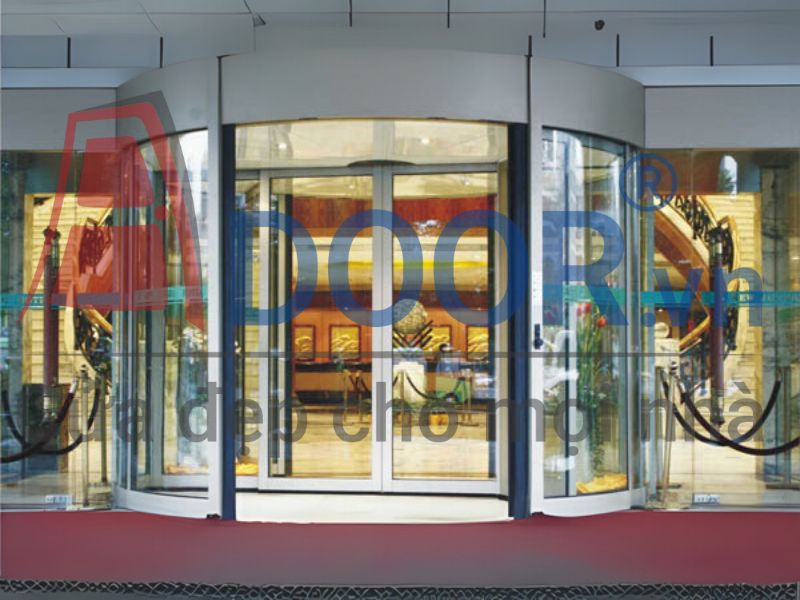 Mẫu Cửa kính tự động mở cong 2 cánh tại Hải Phòng