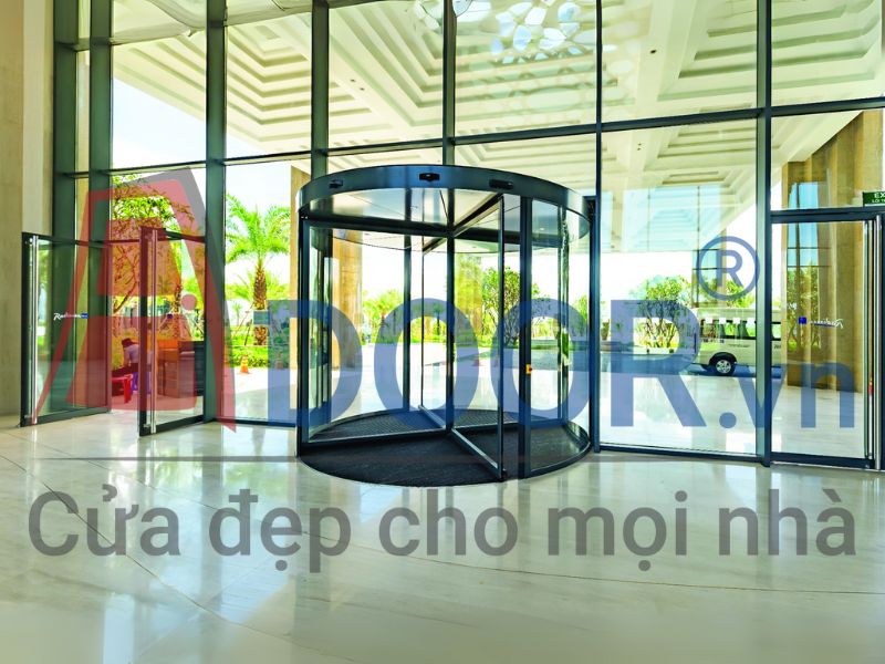 Mẫu Cửa kính tự động mở cong toàn vòng tại Hải Phòng