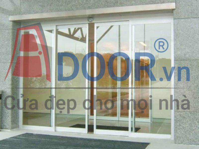 Mẫu Cửa kính tự động mở trượt 2 cánh