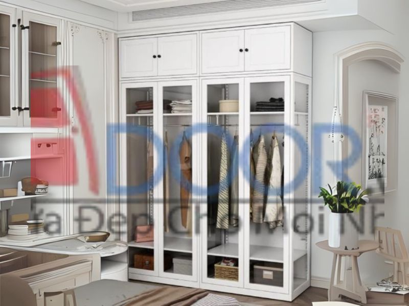 Giá tủ quần áo cánh kính Adoor màu sáng trắng hiện đại