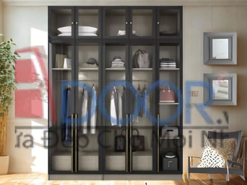 Giá tủ quần áo cánh kính cường lực Adoor khung gỗ MDF sang trọng