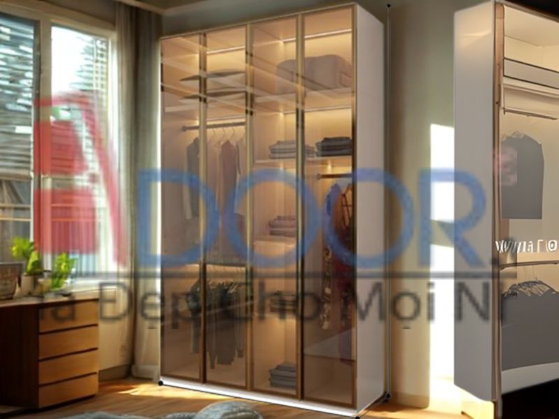 Giá tủ quần áo cánh kính cường lực Adoor khung gỗ MDF