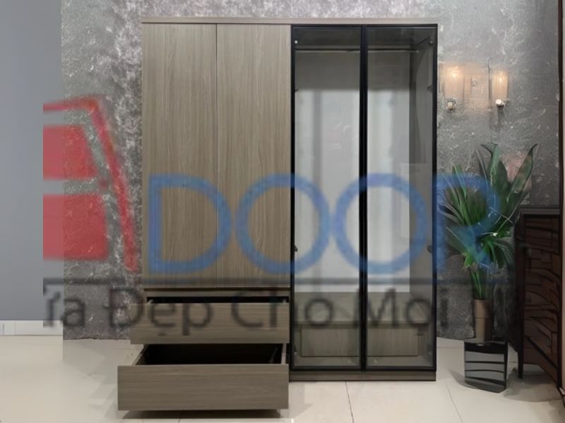Giá tủ quần áo cánh kính gỗ công nghiệp Adoor