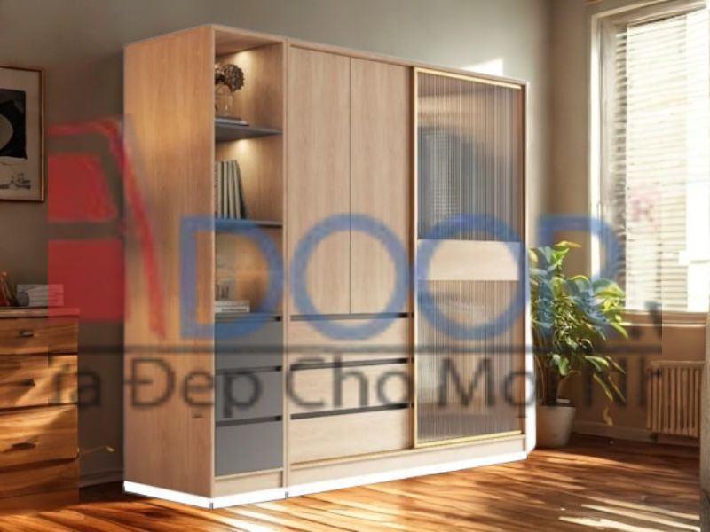 Giá tủ quần áo cánh kính lùa Adoor công nghiệp