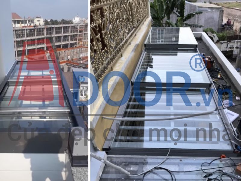 Mẫu Giếng trời đóng mở xếp lớp tự động