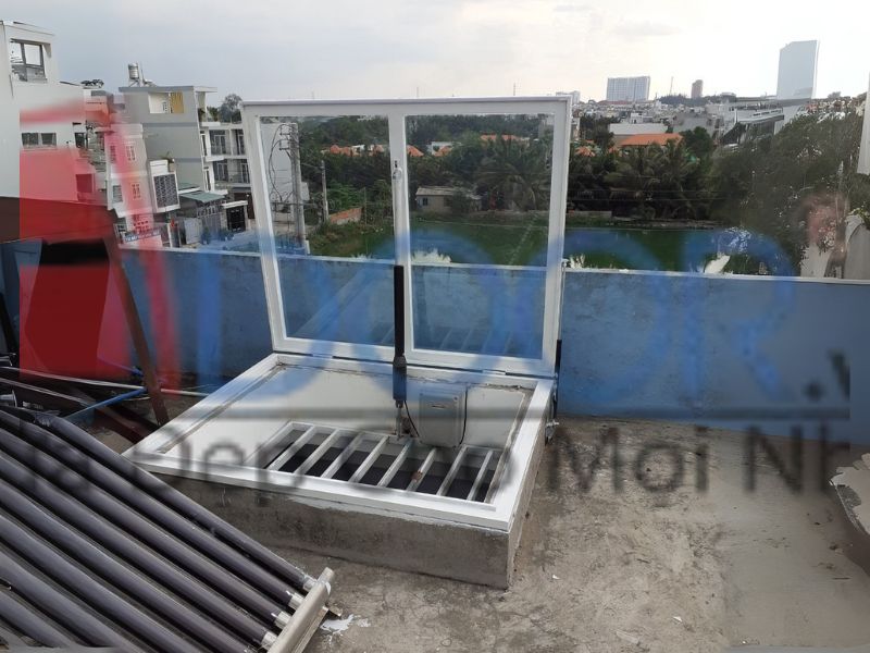 Mẫu Giếng trời tự động mở lật 1 cánh tại rạch giá