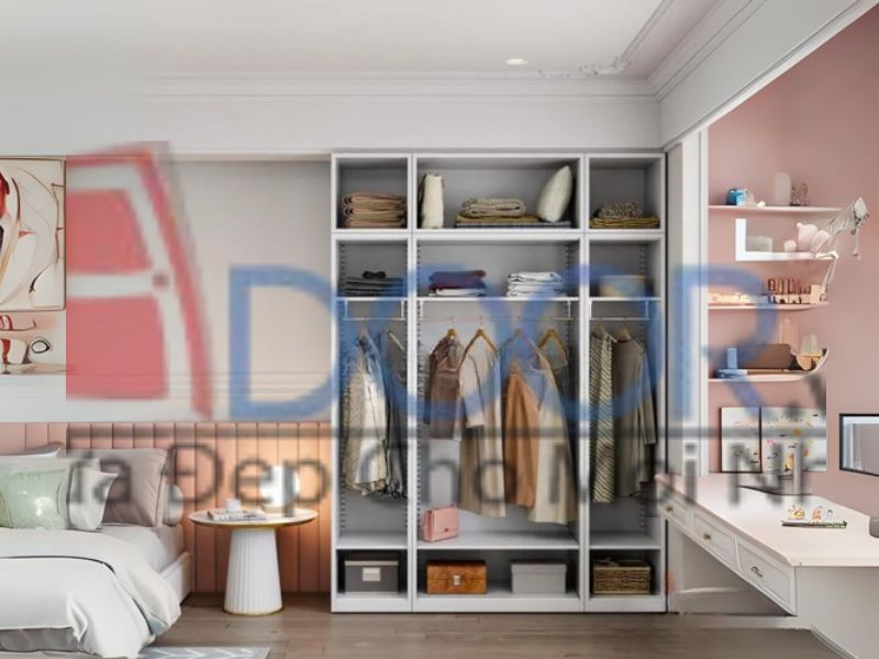 Mẫu tủ quần áo cánh kính Adoor màu sáng trắng hiện đại