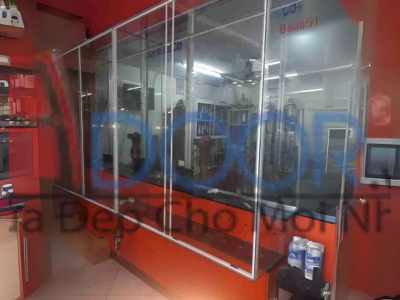 Tủ bếp nhôm kính cửa lùa (trượt)