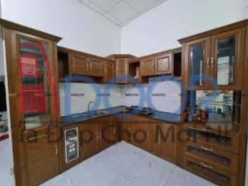 Tủ bếp nhôm kính cửa nhôm giả gỗ