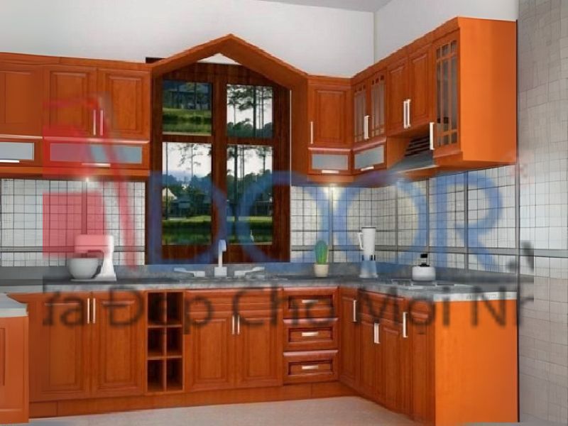 Tủ bếp nhôm kính cửa nhôm giả gỗ