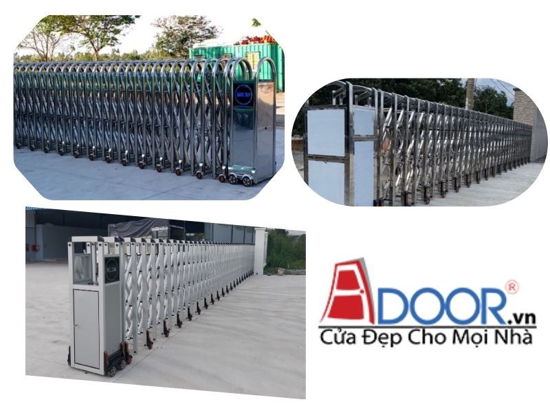 Mẫu cửa cổng xếp gọn tự động 04