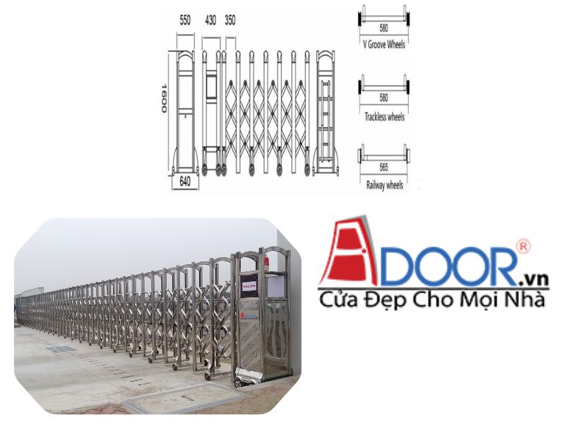Mẫu cửa cổng xếp gọn tự động