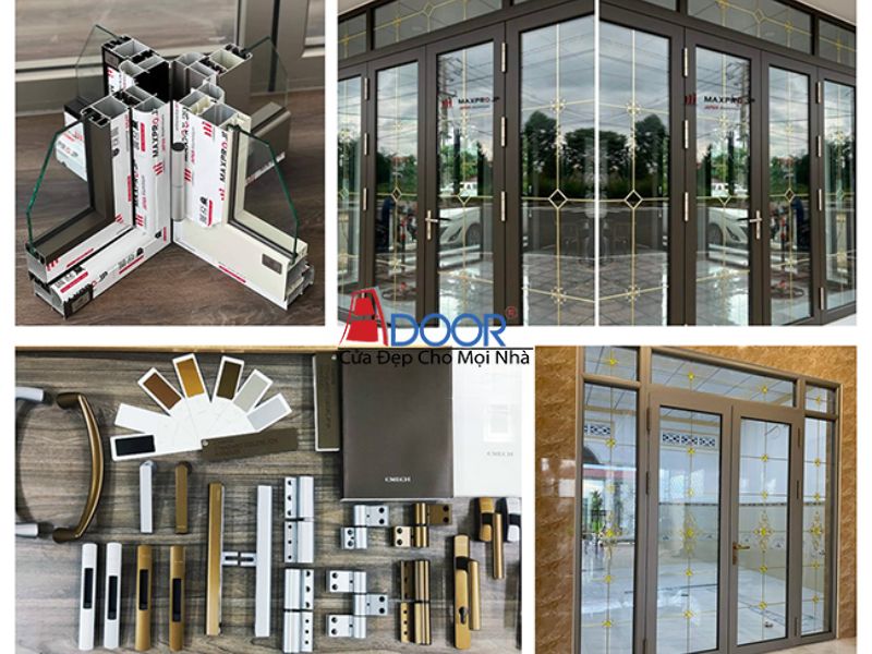 Cận cảnh các phụ kiện cửa nhôm Maxpro Adoor được trưng bày Cận cảnh các phụ kiện cửa nhôm Maxpro Adoor được trưng bày